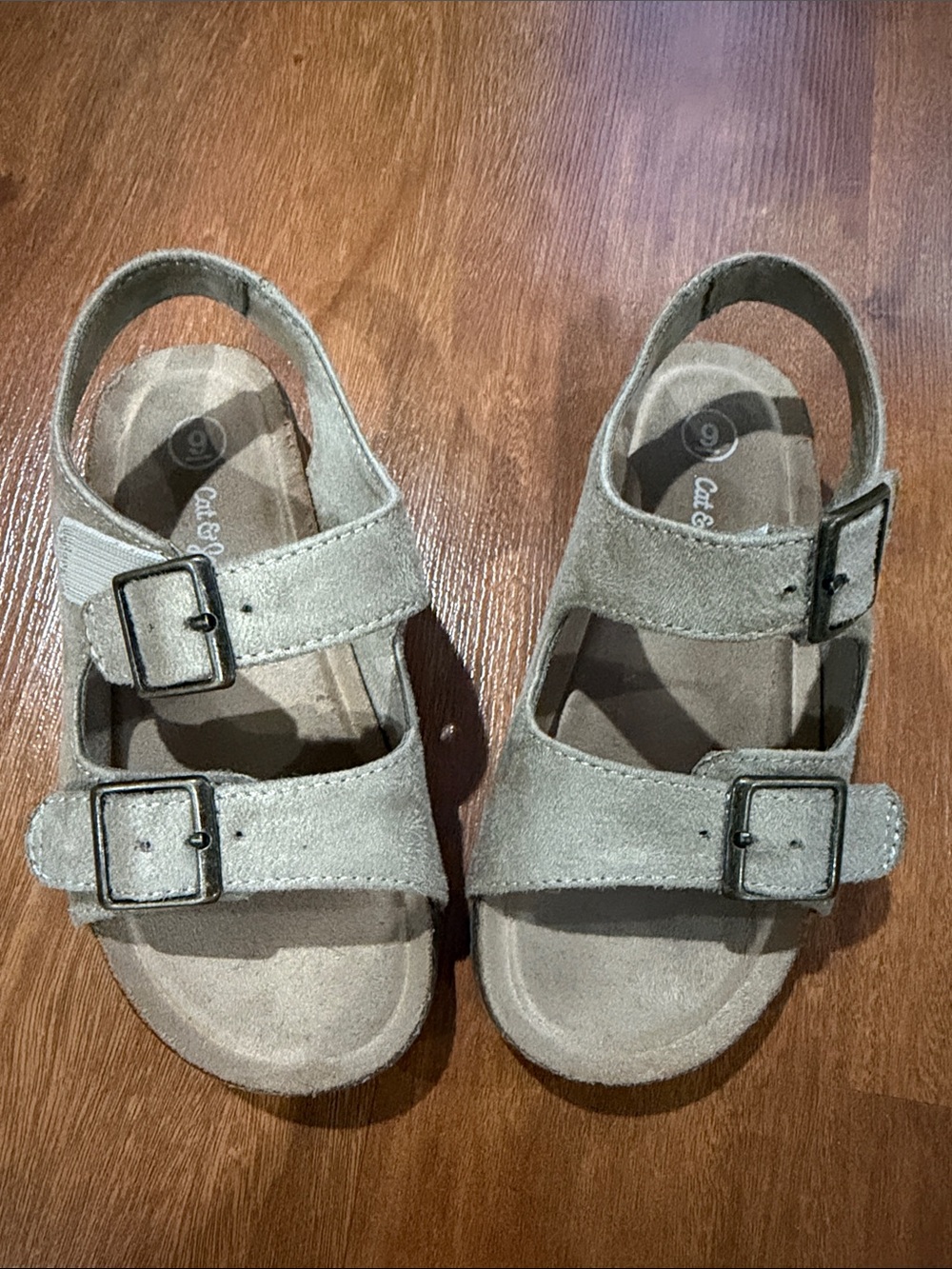 Cat & Jack Kids Tan Suede Double-Buckle Sandals